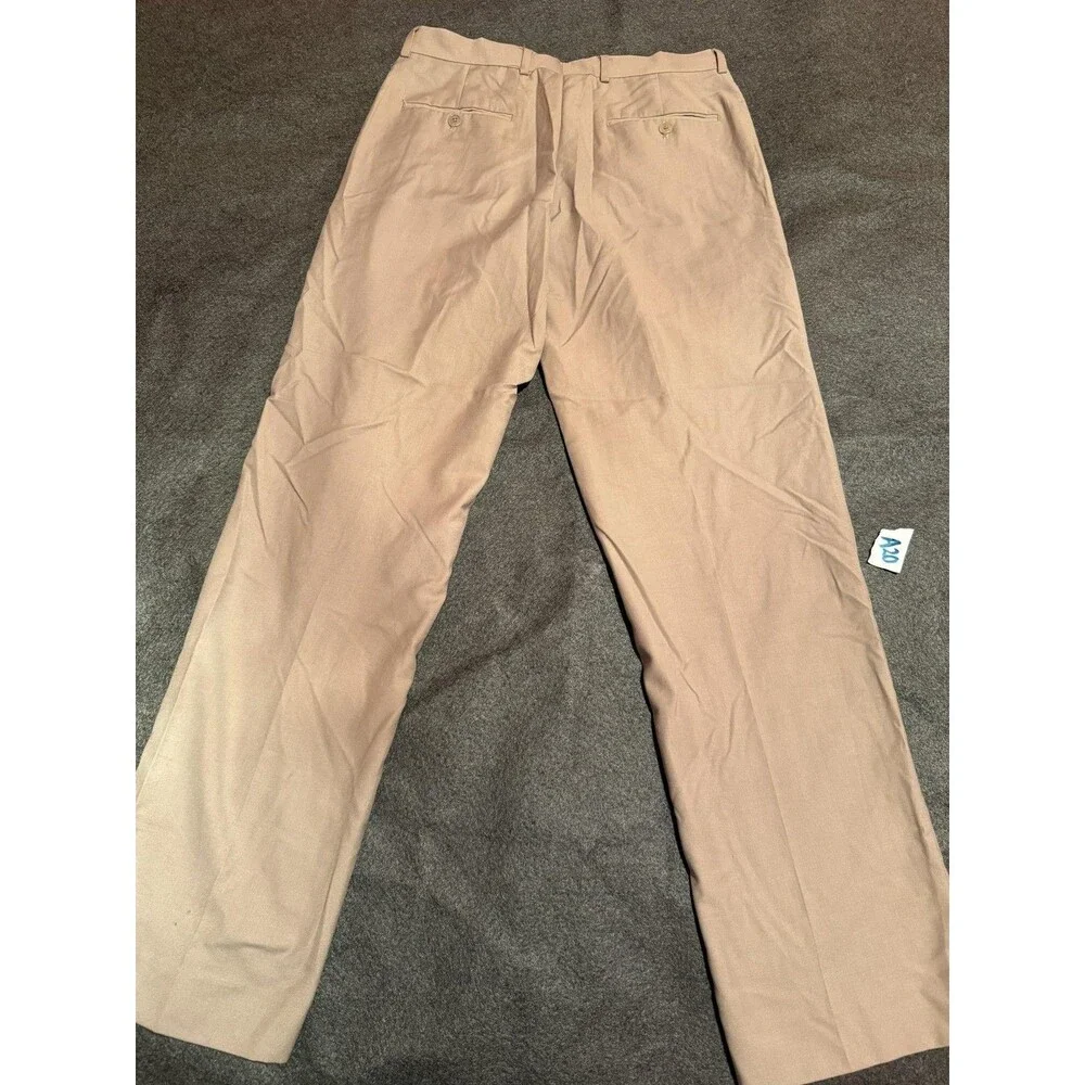 Pronto Uomo Dress Pants Mens 32x32 Beige Flat Front Rayon Blend Chino Office